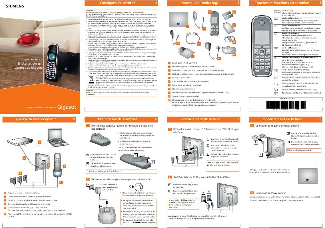 Notice SIEMENS GIGASET C475 IP - téléphone sans fil Trouver une